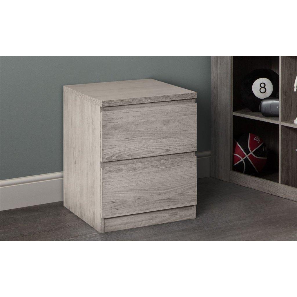 Modern Grey Oak Bedside Drawer (2 Drawers)